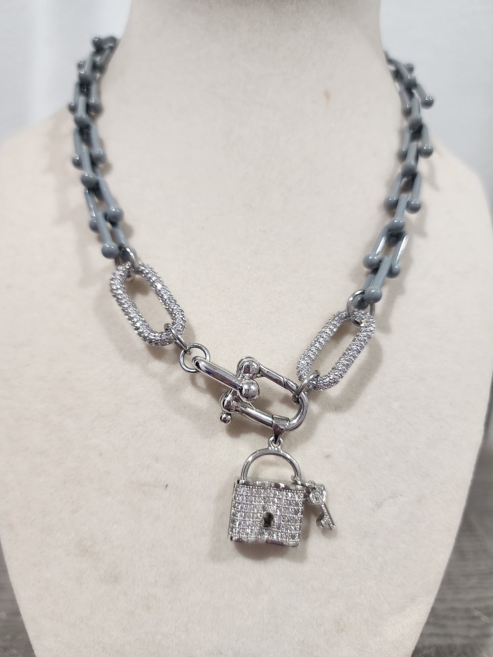 Silver Padlock Pendant Chain Necklace - Alexa Rae